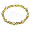 Oro Laminado Fancy Bracelet, Gold Filled Style with White Cubic Zirconia, Polished, Golden Finish, 03.283.0308.07 (06 MM Thickness, 7 Inches Length)