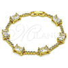 Oro Laminado Fancy Bracelet, Gold Filled Style with White Cubic Zirconia and White Micro Pave, Polished, Golden Finish, 03.283.0309.07 (08 MM Thickness, 7 Inches Length)