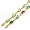 Oro Laminado Fancy Bracelet, Gold Filled Style with White Cubic Zirconia and White Micro Pave, Polished, Golden Finish, 03.283.0309.07 (08 MM Thickness, 7 Inches Length)