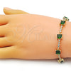 Oro Laminado Tennis Bracelet, Gold Filled Style with Green and White Cubic Zirconia, Polished, Golden Finish, 03.283.0311.07 (08 MM Thickness, 7 Inches Length)