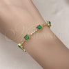 Oro Laminado Tennis Bracelet, Gold Filled Style with Green and White Cubic Zirconia, Polished, Golden Finish, 03.283.0311.07 (08 MM Thickness, 7 Inches Length)
