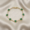 Oro Laminado Tennis Bracelet, Gold Filled Style with Green and White Cubic Zirconia, Polished, Golden Finish, 03.283.0311.07 (08 MM Thickness, 7 Inches Length)