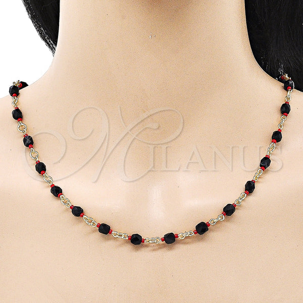 Gold Filled Necklace — Fancy Necklace with Black Crystal Polished 5. 05 — alternate product view — SKU 153329 | Oro Laminado collar — elegante Necklace with negro cristal pulido 5. 05 — SKU 153329