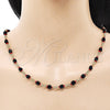 Oro Laminado Fancy Necklace, Gold Filled Style with Black Crystal, Polished, Golden Finish, 5.039.007.16 (05 MM Thickness, 16 Inches Length)