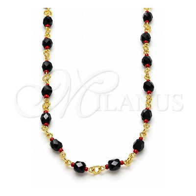 Oro Laminado Fancy Necklace, Gold Filled Style with Black Crystal, Polished, Golden Finish, 5.039.007.16 (05 MM Thickness, 16 Inches Length)