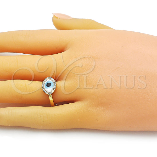 Gold Filled Ring — Multi Stone Ring Evil Eye Design with White — alternate product view — SKU 153334 | Oro Laminado anillo — Multi Stone Ring Evil Eye diseño with blanco — SKU 153334