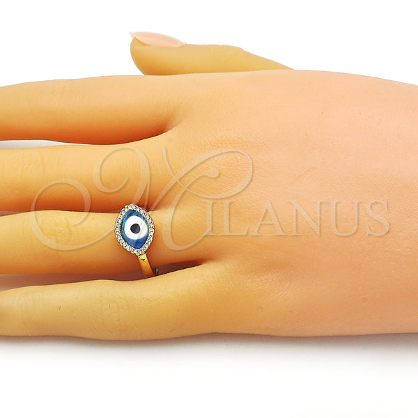 Gold Filled Ring — Multi Stone Ring Evil Eye Design with Light — alternate product view — SKU 153335 | Oro Laminado anillo — Multi Stone Ring Evil Eye diseño with Light — SKU 153335