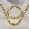 Oro Laminado Necklace and Bracelet, Gold Filled Style Ball Design, Polished, Golden Finish, 06.341.0007