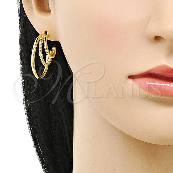 Gold Filled Hoop Earrings — Medium Hoop Twist Design Polished 02. — alternate product view — SKU 153341 | Oro Laminado aretes de aro — Medium Hoop Twist diseño pulido 02. — SKU 153341