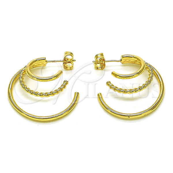 Gold Filled Hoop Earrings — Medium Hoop Twist Design Polished 02. — main product view — SKU 153341 | Oro Laminado aretes de aro — Medium Hoop Twist diseño pulido 02. — SKU 153341