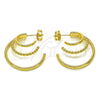 Oro Laminado Medium Hoop, Gold Filled Style Twist Design, Polished, Golden Finish, 02.195.0202.30