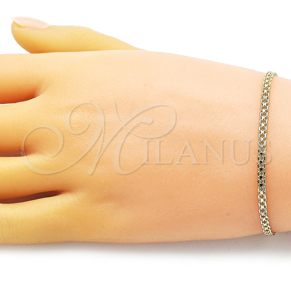 Oro Laminado Basic Bracelet, Gold Filled Style Bismark Design, Polished, Golden Finish, 04.213.0262.07 (Thickness, 7 Inches Length)