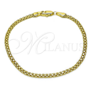 Oro Laminado Basic Bracelet, Gold Filled Style Bismark Design, Polished, Golden Finish, 04.213.0262.07 (Thickness, 7 Inches Length)
