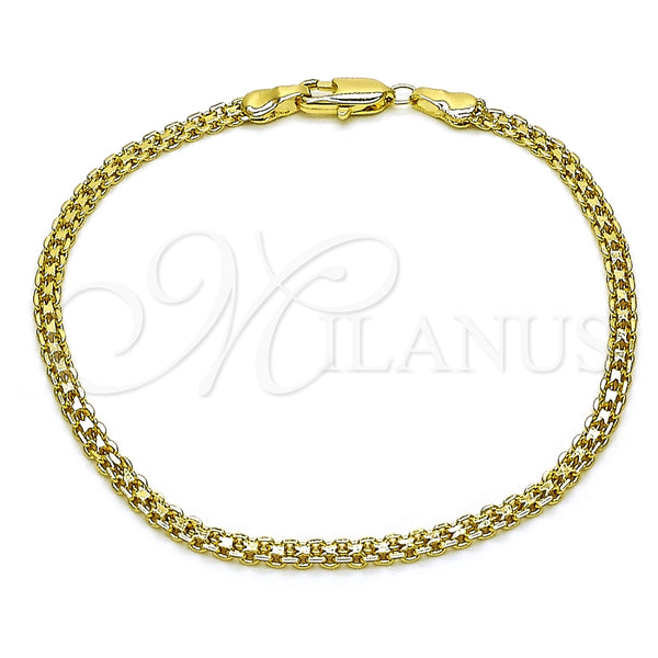 Oro Laminado Basic Bracelet, Gold Filled Style Bismark Design, Polished, Golden Finish, 04.213.0262.07 (Thickness, 7 Inches Length)