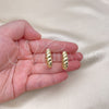 Oro Laminado Huggie Hoop, Gold Filled Style Twist Design, Polished, Golden Finish, 02.213.0534.25