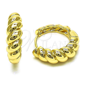 Gold Filled Hoop Earrings — Huggie Hoop Twist Design Polished 02. — main product view — SKU 153351 | Oro Laminado aretes de aro — Huggie Hoop Twist diseño pulido 02. — SKU 153351