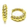 Oro Laminado Huggie Hoop, Gold Filled Style Twist Design, Polished, Golden Finish, 02.213.0534.25
