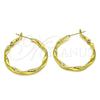 Oro Laminado Medium Hoop, Gold Filled Style Twist Design, Polished, Golden Finish, 02.93.0002.30