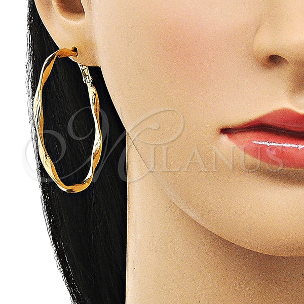 Gold Filled Hoop Earrings — Large Hoop Twist Design Polished 02.93. — alternate product view — SKU 153354 | Oro Laminado aretes de aro — Large Hoop Twist diseño pulido 02.93. — SKU 153354