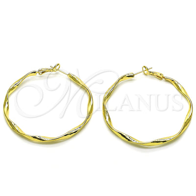 Gold Filled Hoop Earrings — Large Hoop Twist Design Polished 02.93. — main product view — SKU 153354 | Oro Laminado aretes de aro — Large Hoop Twist diseño pulido 02.93. — SKU 153354