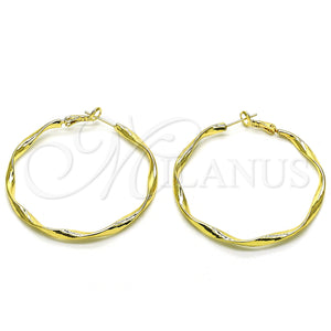 Gold Filled Hoop Earrings — Large Hoop Twist Design Polished 02.93. — main product view — SKU 153354 | Oro Laminado aretes de aro — Large Hoop Twist diseño pulido 02.93. — SKU 153354