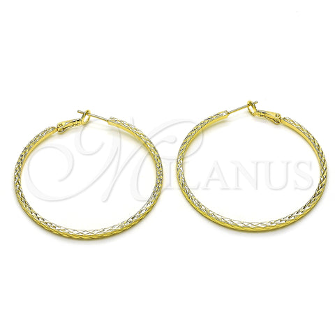 Oro Laminado Large Hoop, Gold Filled Style Diamond Cutting Finish, Golden Finish, 02.93.0003.50