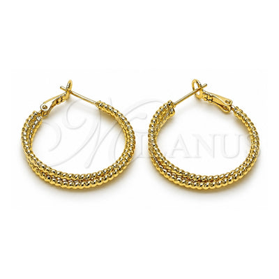 Oro Laminado Medium Hoop, Gold Filled Style Twist Design, Diamond Cutting Finish, Golden Finish, 02.93.0005.30