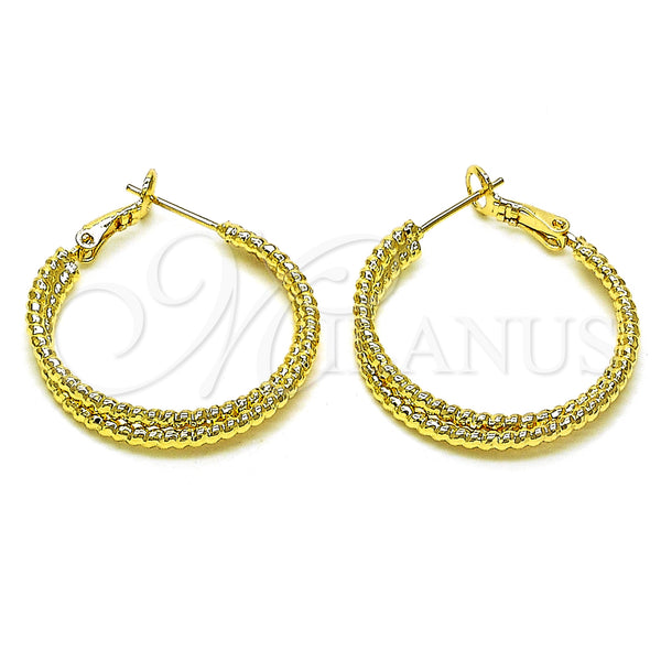 Gold Filled Hoop Earrings — Medium Hoop Twist Design Diamond Cutting 02.93. — main product view — SKU 153359 | Oro Laminado aretes de aro — Medium Hoop Twist diseño Diamond Cutting 02.93. — SKU 153359