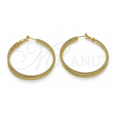 Oro Laminado Large Hoop, Gold Filled Style Twist Design, Diamond Cutting Finish, Golden Finish, 02.93.0005.50