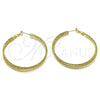 Oro Laminado Large Hoop, Gold Filled Style Twist Design, Diamond Cutting Finish, Golden Finish, 02.93.0005.50