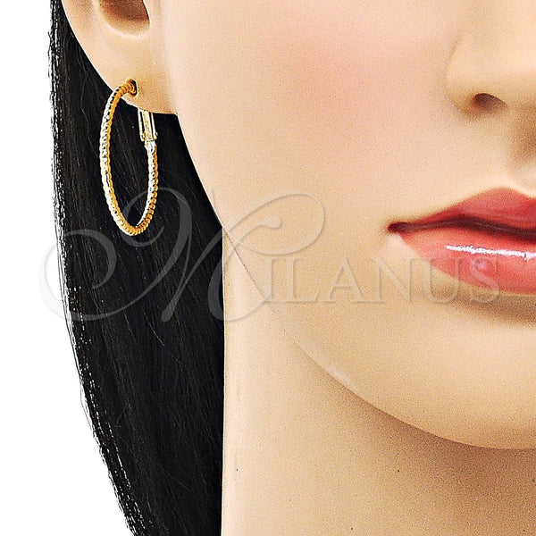 Gold Filled Hoop Earrings — Medium Hoop Diamond Cutting 02.93. — alternate product view — SKU 153363 | Oro Laminado aretes de aro — Medium Hoop Diamond Cutting 02.93. — SKU 153363