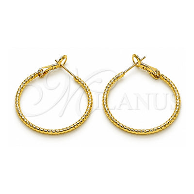 Oro Laminado Medium Hoop, Gold Filled Style Diamond Cutting Finish, Golden Finish, 02.93.0007.30