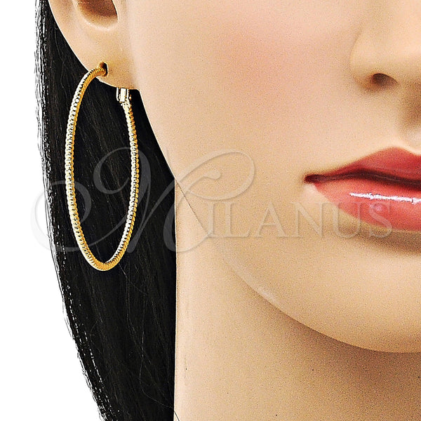 Gold Filled Hoop Earrings — Large Hoop Diamond Cutting 02.93. — alternate product view — SKU 153364 | Oro Laminado aretes de aro — Large Hoop Diamond Cutting 02.93. — SKU 153364