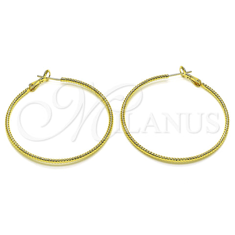 Oro Laminado Large Hoop, Gold Filled Style Diamond Cutting Finish, Golden Finish, 02.93.0007.50
