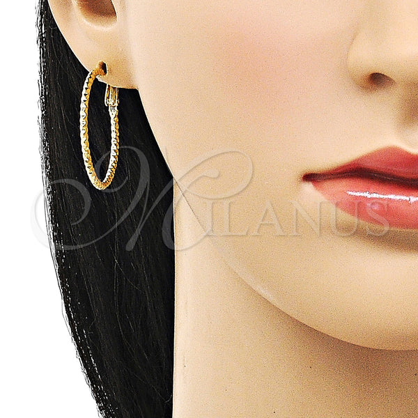 Gold Filled Hoop Earrings — Medium Hoop Diamond Cutting 02.93. — alternate product view — SKU 153365 | Oro Laminado aretes de aro — Medium Hoop Diamond Cutting 02.93. — SKU 153365