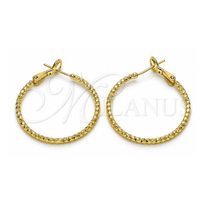 Oro Laminado Medium Hoop, Gold Filled Style Diamond Cutting Finish, Golden Finish, 02.93.0008.30