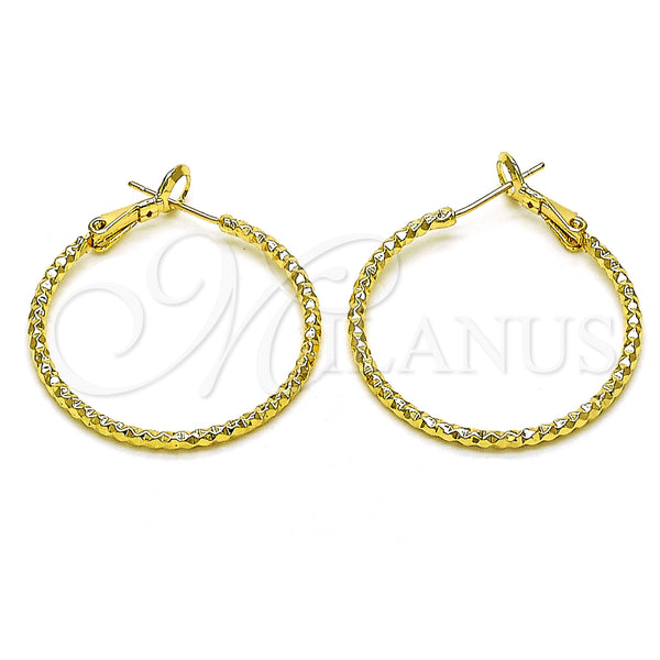 Gold Filled Hoop Earrings — Medium Hoop Diamond Cutting 02.93. — main product view — SKU 153365 | Oro Laminado aretes de aro — Medium Hoop Diamond Cutting 02.93. — SKU 153365