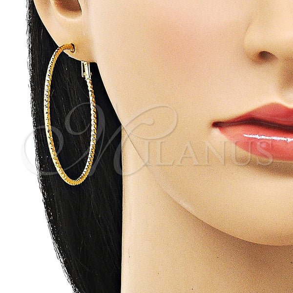 Gold Filled Hoop Earrings — Large Hoop Diamond Cutting 02.93. — alternate product view — SKU 153366 | Oro Laminado aretes de aro — Large Hoop Diamond Cutting 02.93. — SKU 153366