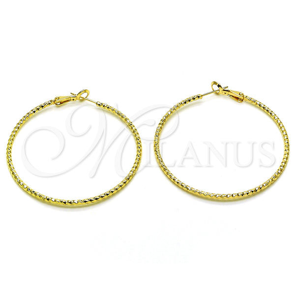 Gold Filled Hoop Earrings — Large Hoop Diamond Cutting 02.93. — main product view — SKU 153366 | Oro Laminado aretes de aro — Large Hoop Diamond Cutting 02.93. — SKU 153366