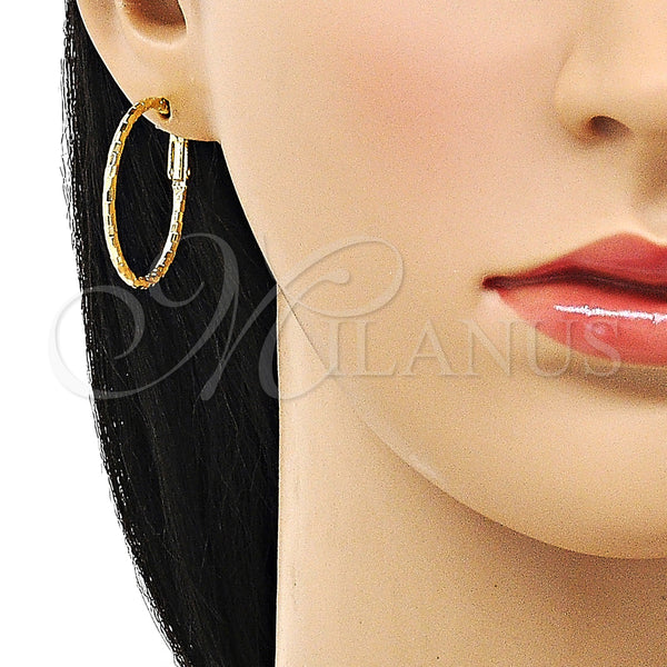 Gold Filled Hoop Earrings — Medium Hoop Diamond Cutting 02.93. — alternate product view — SKU 153367 | Oro Laminado aretes de aro — Medium Hoop Diamond Cutting 02.93. — SKU 153367