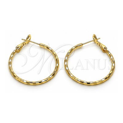 Oro Laminado Medium Hoop, Gold Filled Style Diamond Cutting Finish, Golden Finish, 02.93.0009.30