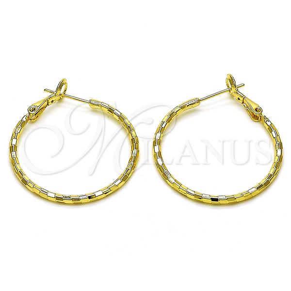 Gold Filled Hoop Earrings — Medium Hoop Diamond Cutting 02.93. — main product view — SKU 153367 | Oro Laminado aretes de aro — Medium Hoop Diamond Cutting 02.93. — SKU 153367