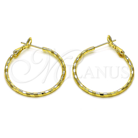 Oro Laminado Medium Hoop, Gold Filled Style Diamond Cutting Finish, Golden Finish, 02.93.0009.30