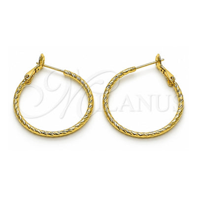 Oro Laminado Medium Hoop, Gold Filled Style Diamond Cutting Finish, Golden Finish, 02.93.0010.30