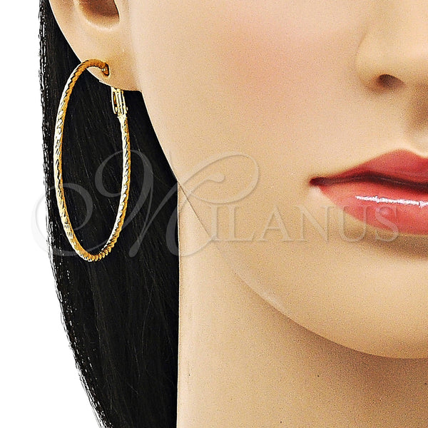 Gold Filled Hoop Earrings — Large Hoop Diamond Cutting 02.93. — alternate product view — SKU 153370 | Oro Laminado aretes de aro — Large Hoop Diamond Cutting 02.93. — SKU 153370