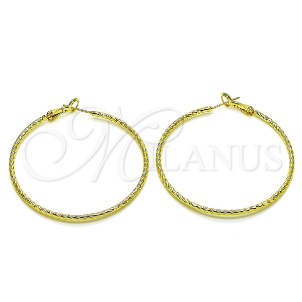 Gold Filled Hoop Earrings — Large Hoop Diamond Cutting 02.93. — main product view — SKU 153370 | Oro Laminado aretes de aro — Large Hoop Diamond Cutting 02.93. — SKU 153370