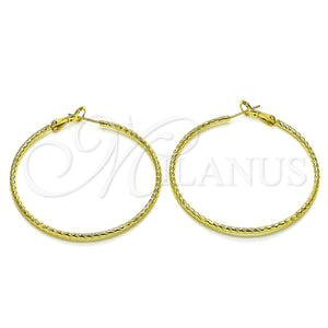 Gold Filled Hoop Earrings — Large Hoop Diamond Cutting 02.93. — main product view — SKU 153370 | Oro Laminado aretes de aro — Large Hoop Diamond Cutting 02.93. — SKU 153370