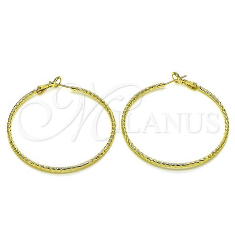 Oro Laminado Large Hoop, Gold Filled Style Diamond Cutting Finish, Golden Finish, 02.93.0010.50