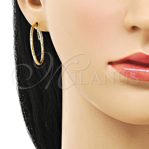 Gold Filled Hoop Earrings — Medium Hoop Diamond Cutting 02.93. — alternate product view — SKU 153371 | Oro Laminado aretes de aro — Medium Hoop Diamond Cutting 02.93. — SKU 153371