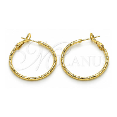 Oro Laminado Medium Hoop, Gold Filled Style Diamond Cutting Finish, Golden Finish, 02.93.0011.30
